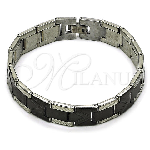 Stainless Steel Solid Bracelet, Arrow Design, Polished, Two Tone, 03.114.0416.1.08