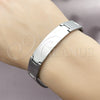 Stainless Steel Solid Bracelet, Cross Design, Polished, Steel Finish, 03.114.0385.3.08 (Thickness, 9 Inches Length)