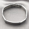 Stainless Steel Solid Bracelet, Cross Design, Polished, Steel Finish, 03.114.0385.3.08 (Thickness, 9 Inches Length)