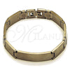 Stainless Steel Solid Bracelet, Cross Design, Polished, Steel Finish, 03.114.0385.3.08 (Thickness, 9 Inches Length)