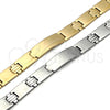 Stainless Steel Solid Bracelet, Cross Design, Polished, Steel Finish, 03.114.0385.3.08 (Thickness, 9 Inches Length)