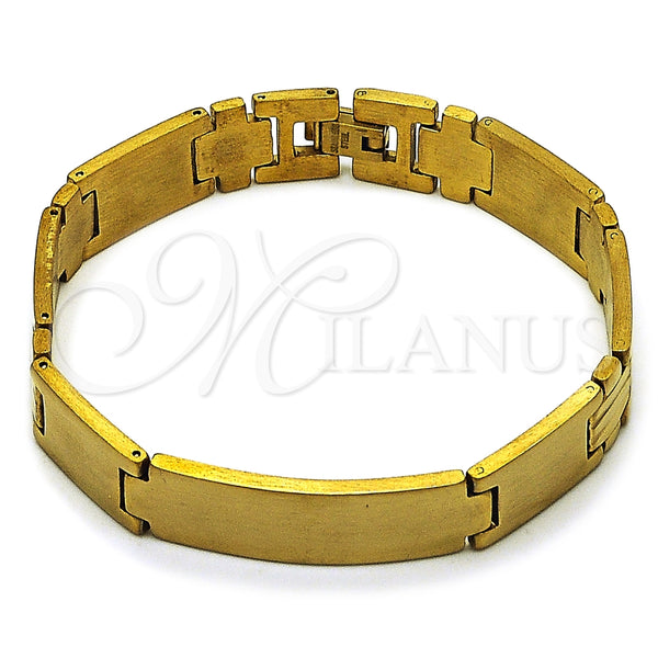 Stainless Steel Solid Bracelet, Cross Design, Polished, Golden Finish, 03.114.0385.4.08