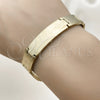 Stainless Steel Solid Bracelet, Cross Design, Polished, Golden Finish, 03.114.0385.4.08 (Thickness, 9 Inches Length)