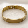 Stainless Steel Solid Bracelet, Cross Design, Polished, Golden Finish, 03.114.0385.4.08 (Thickness, 9 Inches Length)
