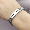 Stainless Steel Solid Bracelet, Polished, Steel Finish, 03.114.0283.3.08 (12 MM Thickness, 8 Inches Length)