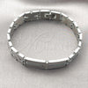 Stainless Steel Solid Bracelet, Polished, Steel Finish, 03.114.0283.3.08 (12 MM Thickness, 8 Inches Length)