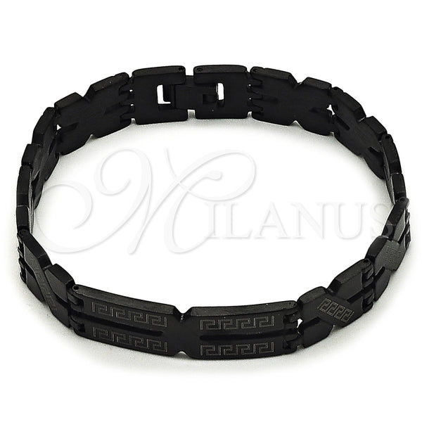 Stainless Steel Solid Bracelet, Greek Key Design, Polished, Two Tone, 03.114.0283.4.08