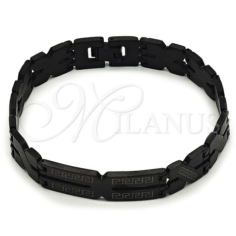 Stainless Steel Solid Bracelet, Greek Key Design, Polished, Two Tone, 03.114.0283.4.08