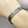 Stainless Steel Solid Bracelet, Greek Key Design, Polished, Two Tone, 03.114.0283.4.08 (12 MM Thickness, 8 Inches Length)