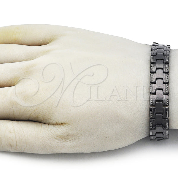 Stainless Steel Bracelet — Solid Bracelet Greek Key Design Polished Black 03. — alternate product view — SKU 162075 | Acero Inoxidable brazalete — sólido Bracelet Greek Key diseño pulido negro 03. — SKU 162075