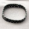 Stainless Steel Solid Bracelet, Greek Key Design, Polished, Black Rhodium Finish, 03.114.0307.2.08 (Thickness, 8 Inches Length)