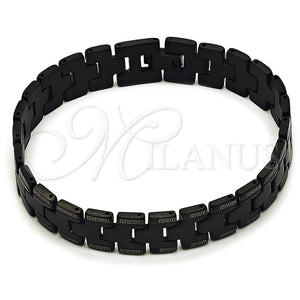 Stainless Steel Bracelet — Solid Bracelet Greek Key Design Polished Black 03. — main product view — SKU 162075 | Acero Inoxidable brazalete — sólido Bracelet Greek Key diseño pulido negro 03. — SKU 162075