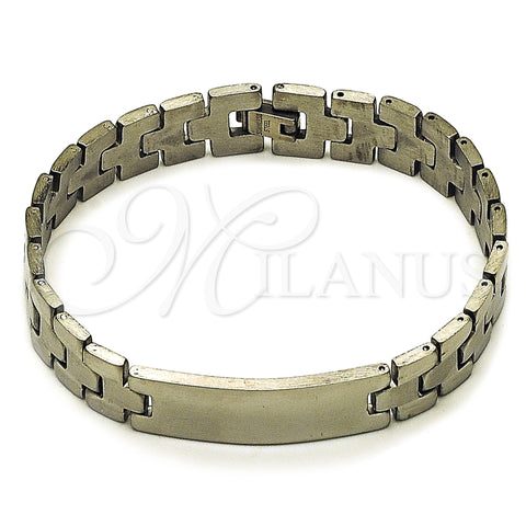 Stainless Steel Solid Bracelet, Polished, Steel Finish, 03.114.0307.4.08 (Thickness, 8 Inches Length)