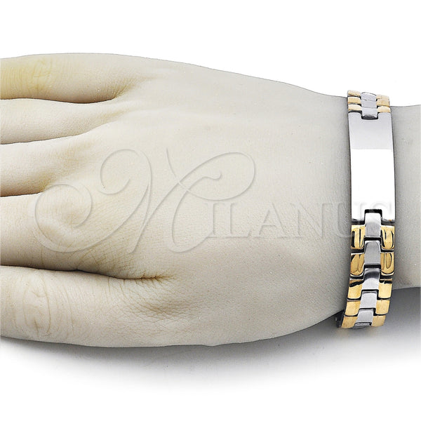 Stainless Steel Bracelet — Solid Bracelet Polished Two Tone 03. Thickness 8 — alternate product view — SKU 162078 | Acero Inoxidable brazalete — sólido Bracelet pulido Two Tone 03. Thickness 8 — SKU 162078