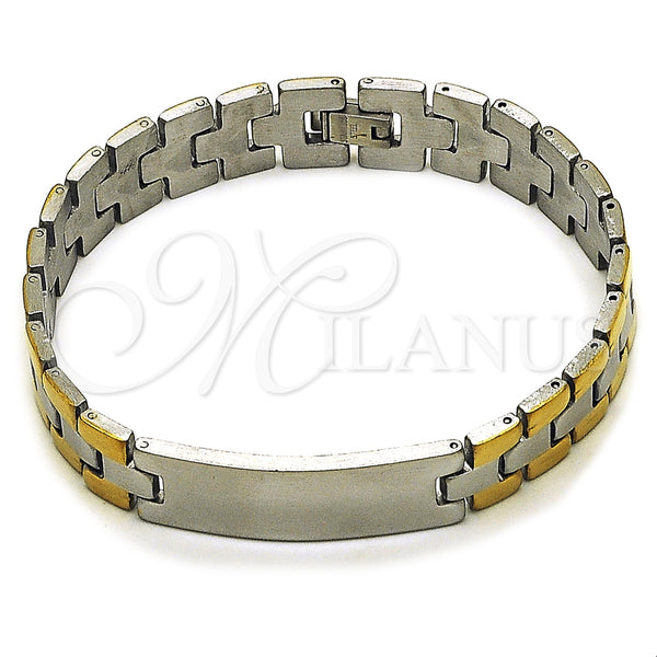 Stainless Steel Solid Bracelet, Polished, Two Tone, 03.114.0307.5.08 (Thickness, 8 Inches Length)