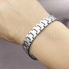 Stainless Steel Solid Bracelet, Polished, Steel Finish, 03.114.0380.3.08 (12 MM Thickness, 8 Inches Length)