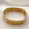 Stainless Steel Solid Bracelet, Polished, Golden Finish, 5.244.001.4.08 (16 MM Thickness, 8 Inches Length)