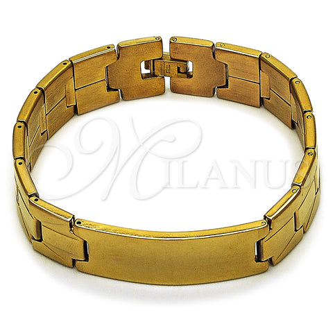 Stainless Steel Solid Bracelet, Polished, Golden Finish, 5.244.001.4.08 (16 MM Thickness, 8 Inches Length)