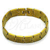 Stainless Steel Solid Bracelet, Polished, Golden Finish, 03.114.0295.1.08 (14 MM Thickness, 8 Inches Length)