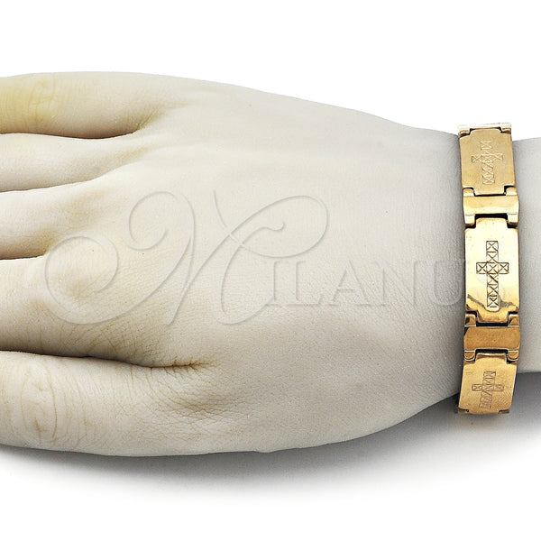 Stainless Steel Bracelet — Solid Bracelet Cross Design Polished 5. 13 MM — alternate product view — SKU 162084 | Acero Inoxidable brazalete — sólido Bracelet cruz diseño pulido 5. 13 MM — SKU 162084