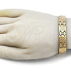 Oro Laminado Solid Bracelet, Gold Filled Style Diamond Cutting Finish, Golden Finish, 03.114.0417.09