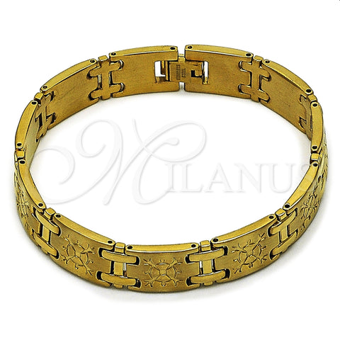 Oro Laminado Solid Bracelet, Gold Filled Style Diamond Cutting Finish, Golden Finish, 03.114.0417.09