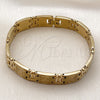 Oro Laminado Solid Bracelet, Gold Filled Style Diamond Cutting Finish, Golden Finish, 03.114.0417.09 (12 MM Thickness, 9 Inches Length)