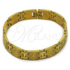 Oro Laminado Solid Bracelet, Gold Filled Style Diamond Cutting Finish, Golden Finish, 03.114.0417.09 (12 MM Thickness, 9 Inches Length)