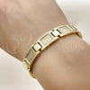 Stainless Steel Solid Bracelet, Greek Key Design, Polished, Golden Finish, 03.114.0418.08