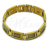 Stainless Steel Solid Bracelet, Greek Key Design, Polished, Golden Finish, 03.114.0418.08