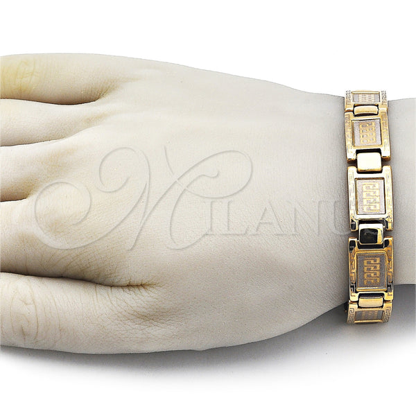 Stainless Steel Bracelet — Solid Bracelet Greek Key Design Polished 03. Thickness — alternate product view — SKU 162086 | Acero Inoxidable brazalete — sólido Bracelet Greek Key diseño pulido 03. Thickness — SKU 162086