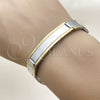 Stainless Steel Solid Bracelet, Polished, Two Tone, 03.114.0368.3.08 (12 MM Thickness, 8 Inches Length)
