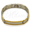 Stainless Steel Solid Bracelet, Polished, Two Tone, 03.114.0368.3.08 (12 MM Thickness, 8 Inches Length)