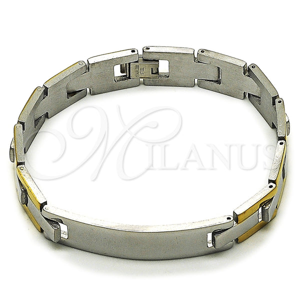 Stainless Steel ID Bracelet, Polished, Two Tone, 03.114.0288.09 (12 MM Thickness, 9 Inches Length)