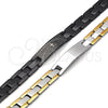 Stainless Steel ID Bracelet, Polished, Two Tone, 03.114.0288.09 (12 MM Thickness, 9 Inches Length)