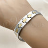Stainless Steel Solid Bracelet, Polished, Two Tone, 03.114.0321.1.08 (14 MM Thickness, 8 Inches Length)