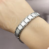 Stainless Steel Solid Bracelet, Greek Key Design, Polished, Two Tone, 03.114.0275.5.08