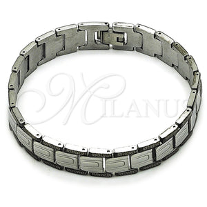Stainless Steel Bracelet — Solid Bracelet Greek Key Design Polished Two Tone — main product view — SKU 162091 | Acero Inoxidable brazalete — sólido Bracelet Greek Key diseño pulido Two Tone — SKU 162091