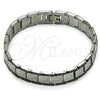 Stainless Steel Solid Bracelet, Greek Key Design, Polished, Two Tone, 03.114.0275.5.08 (13 MM Thickness, 8 Inches Length)