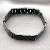 Stainless Steel Solid Bracelet, Greek Key Design, Polished, Black Rhodium Finish, 03.114.0330.4.08