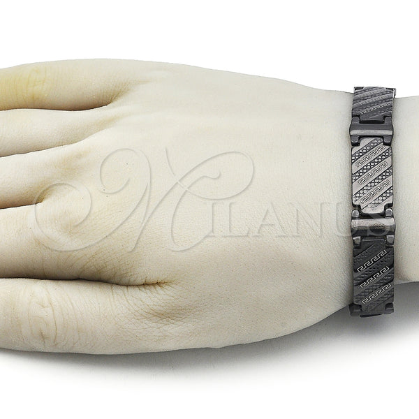 Stainless Steel Bracelet — Solid Bracelet Greek Key Design Polished Black 03. — alternate product view — SKU 162093 | Acero Inoxidable brazalete — sólido Bracelet Greek Key diseño pulido negro 03. — SKU 162093
