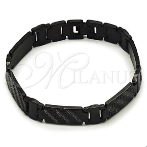 Stainless Steel Bracelet — Solid Bracelet Greek Key Design Polished Black 03. — main product view — SKU 162093 | Acero Inoxidable brazalete — sólido Bracelet Greek Key diseño pulido negro 03. — SKU 162093