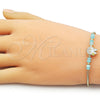 Oro Laminado Fancy Bracelet, Gold Filled Style with Turquoise Crystal, Turquoise Enamel Finish, Golden Finish, 03.213.0391.1.07