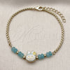 Oro Laminado Fancy Bracelet, Gold Filled Style with Turquoise Crystal, Turquoise Enamel Finish, Golden Finish, 03.213.0391.1.07