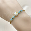 Oro Laminado Fancy Bracelet, Gold Filled Style with Turquoise Crystal, Turquoise Enamel Finish, Golden Finish, 03.213.0391.1.07 (02 MM Thickness, 7 Inches Length)