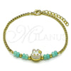 Oro Laminado Fancy Bracelet, Gold Filled Style with Turquoise Crystal, Turquoise Enamel Finish, Golden Finish, 03.213.0391.1.07 (02 MM Thickness, 7 Inches Length)