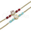 Oro Laminado Fancy Bracelet, Gold Filled Style with Turquoise Crystal, Turquoise Enamel Finish, Golden Finish, 03.213.0391.1.07 (02 MM Thickness, 7 Inches Length)