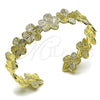 Oro Laminado Individual Bangle, Gold Filled Style Flower Design, Diamond Cutting Finish, Golden Finish, 07.385.0003