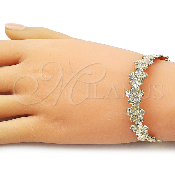 Gold Filled Jewelry — Individual Bangle Flower Design Diamond Cutting 07. Thickness — alternate product view — SKU 162106 | Oro Laminado joyería — Individual Bangle flor diseño Diamond Cutting 07. Thickness — SKU 162106