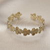 Oro Laminado Individual Bangle, Gold Filled Style Flower Design, Diamond Cutting Finish, Golden Finish, 07.385.0003 (Thickness, One size fits all)